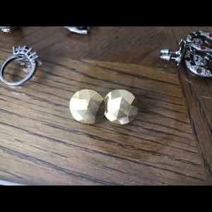Gold textured disc earrings